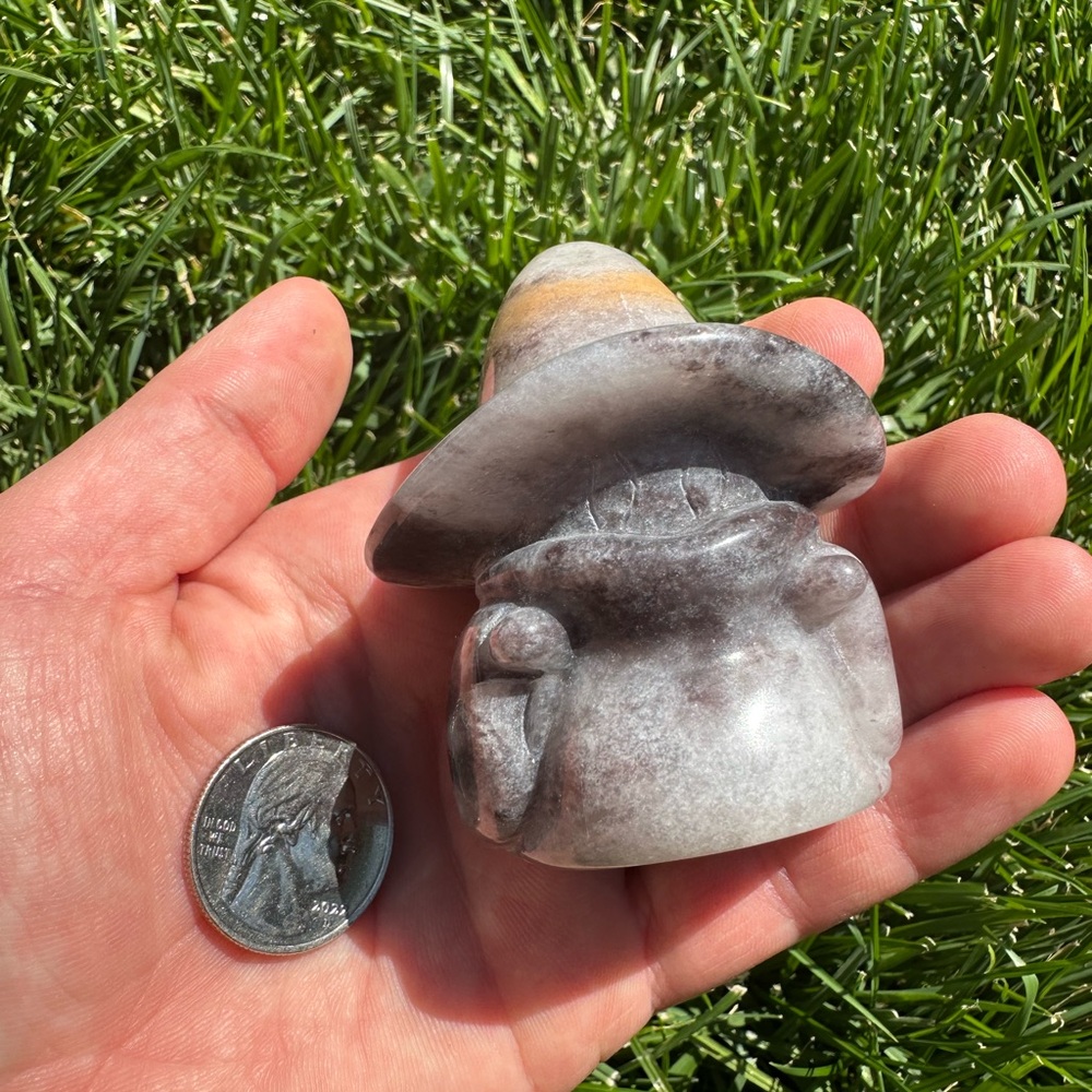 Gray, Purple, and Orange Agate Witch Stone Figurine